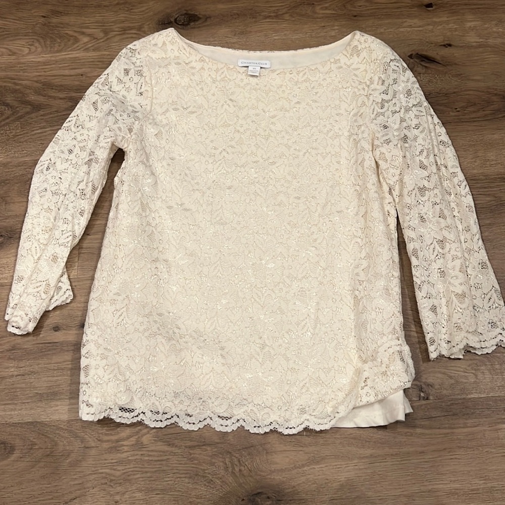 Creamy white lace blouse